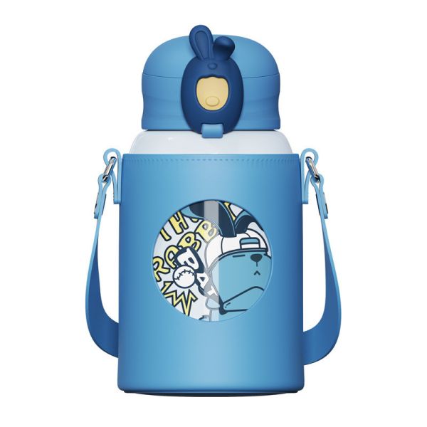 Buy 480ml Insulated Drinking Kids Water Bottles Set With Reusable Straw at wholesale prices