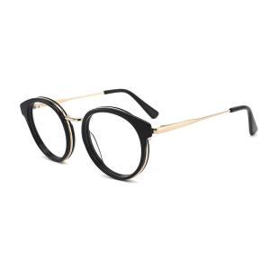 Retro Round Acetate And Metal Eyeglasses OEM Customize LOGO