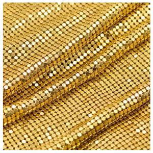 Golden Alloy Metal Sequin Fabric Metallic Curtain Durable 5mm Dia