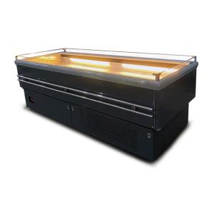 Glass Horizontal Supermarket Island Freezer Fruit Showcase Refrigeration