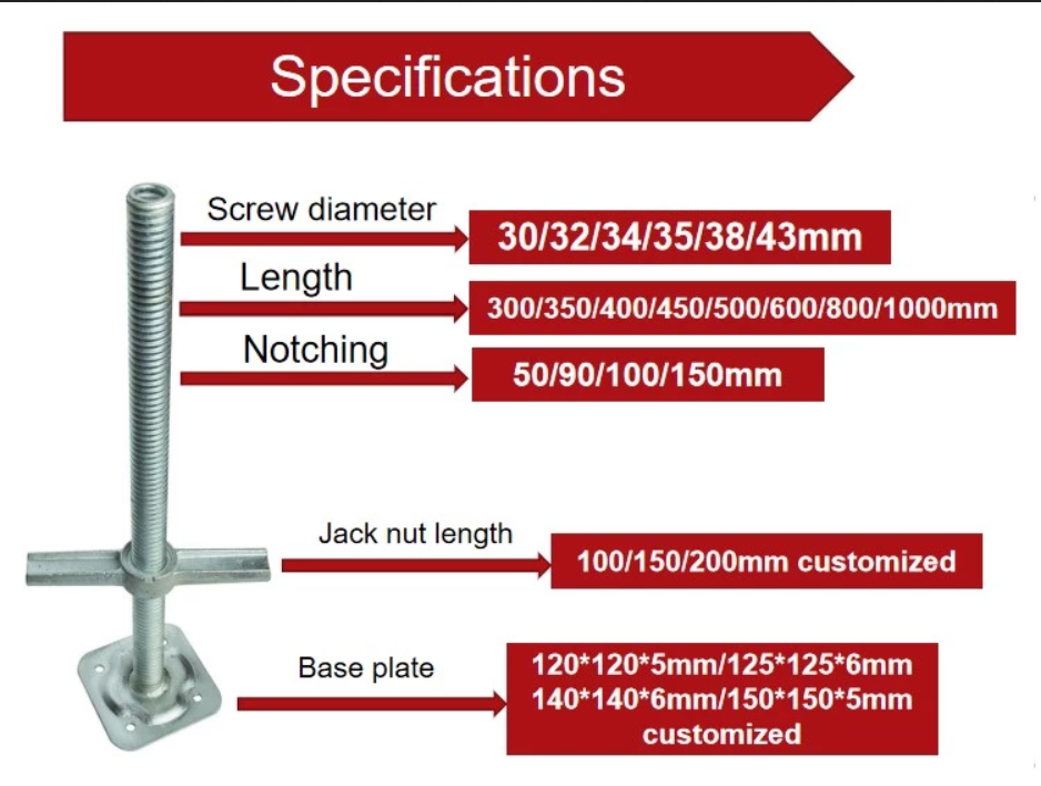 Hot Dip Galvanized Scaffold Screw Jack , U Head Jack Base OEM Service