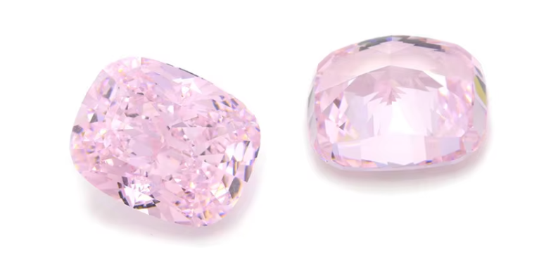 4k Iced Cut Cz Stones Pink Color Cushion Shape 7x6mm 10x8mm Loose Gemstone Synthetic Cubic Zirconia