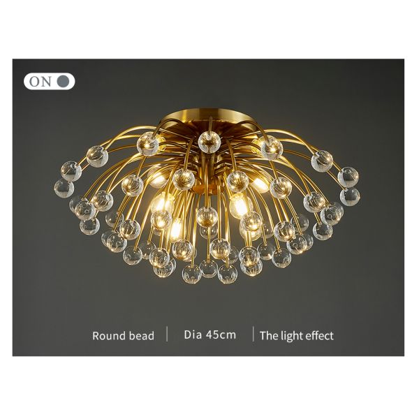 Modern colorful crystal ceiling chandeliers for bedroom living room round Gold ceiling lights(WH-CY-162)