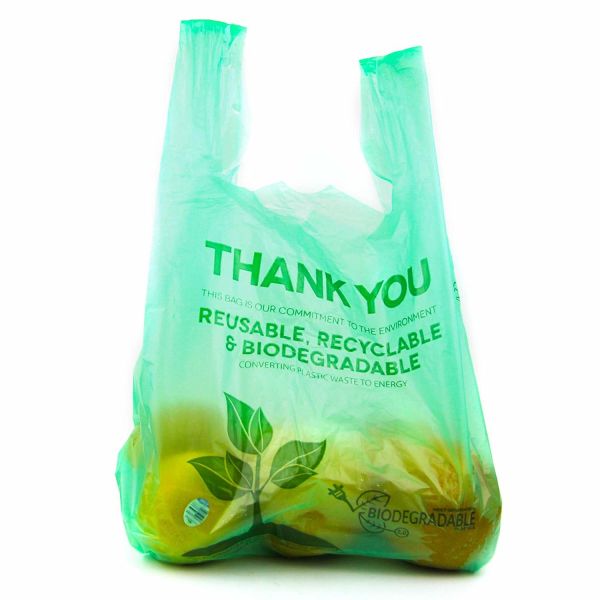 40 % Biobased Biodegradable Plastic Shopping Bags Green Color 16 / 18 Mic
