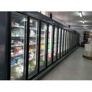 Seafood / Meat Supermarket Glass Door Merchandiser Freezer With Fan Cooling