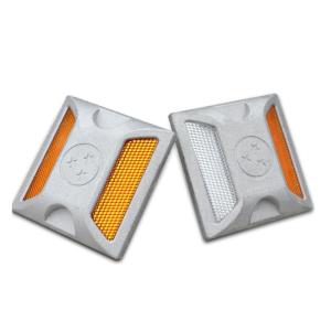 Road Safety Aluminium Square Road Studs with Yellow Reflectors