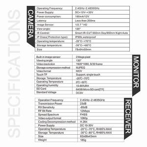 RV Wireless Rear View Dash Cam 10 Inch AHD Car Charger Receiver DVR Recording