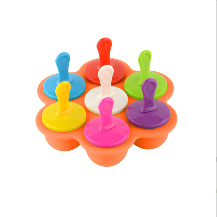 Food Grade Silicone Ice Mold 7 Hole Popsicle DIY Ice Cream Box Silicone Popsicle Mold