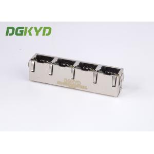 Side by side 1 X 4 ports rj45 LAN modular jacks, TAB UP 8P8C Y/G LEDs
