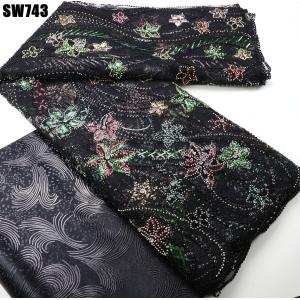 Lace European Fashion Gold Sequins French Embroidery Wedding Dress African