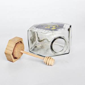 250ml 500ml Flat Hexagon Glass Jars Clear With Bamboo Lid