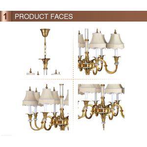 Vintage solid brass chandelier Lighting with lampshade (WH-PC-22)