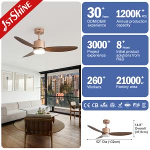 52-Inch Decorative Ceiling Fan with Light Rose Gold Finish for Luxurious Spaces
