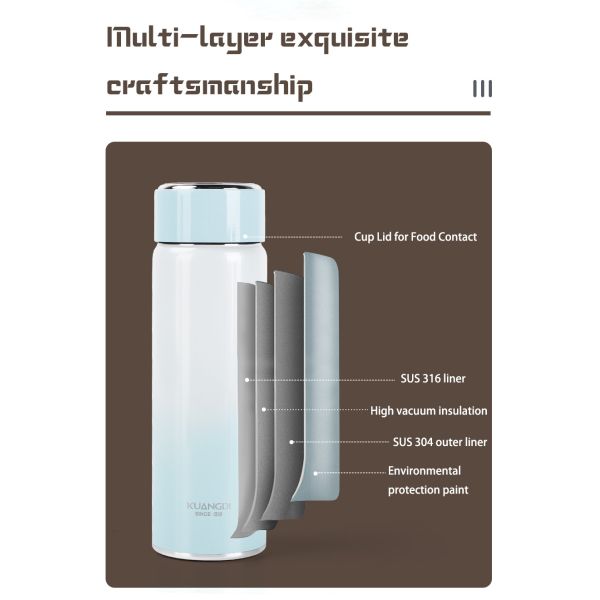 High Quality Stainless Steel Compact Convenient and Long Term Heat Preservation Intelligent Temperature Display Cup