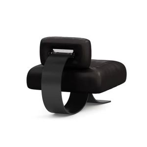 Arm Chair Modern Metal Legs Leather Cushion Lounge Chair and Ottoman Stylish