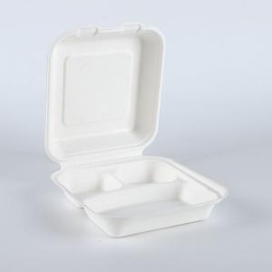 8 inches Biodegradable sugarcane bagasse 3 division disposable food packaging
