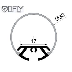 Suspended Aluminum LED Strip Extrusions Anodized 30mm Round 270 Degree