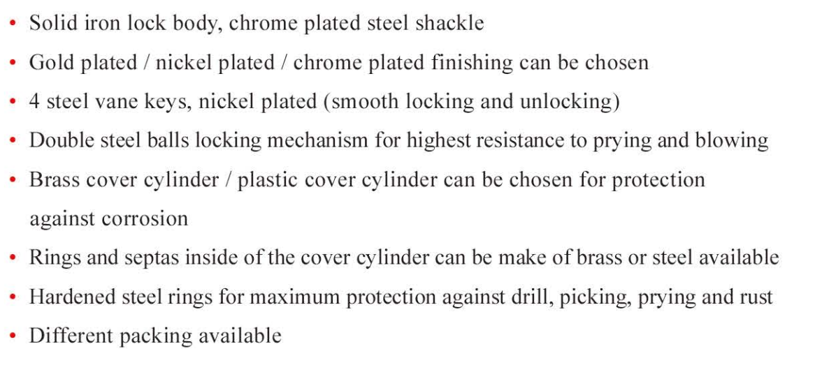Hammer Iron Vane Padlock Pin Tumbler Structure High Security Padlock