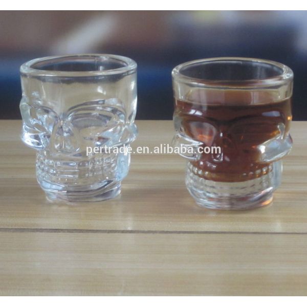 Machine Made Embossed Skull 1.5 Oz Shot Glasses