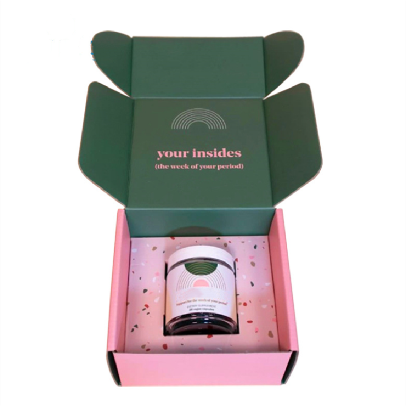 Custom Luxury Durable Gift Box Glass Candle Jar Packaging Folding Corrugated Mailer Box Shipping Packaging With Insert