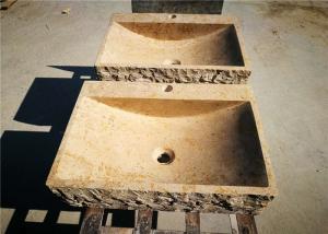 Quality Square Marble Counter Basin , Natural Stone Kitchen Sinks With Pedestal Faucet for sale