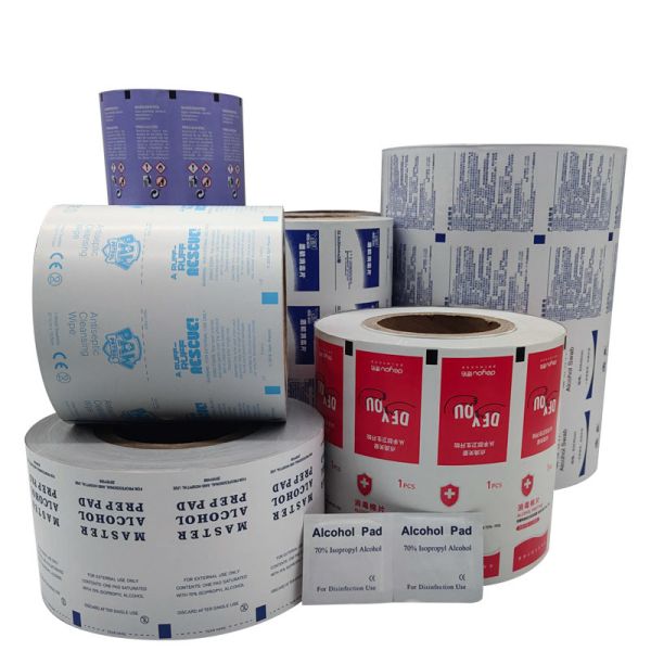 Buy Flexography Printing Logo Aluminum Foil Film Roll for 75% Alcohol Prep Pad at wholesale prices