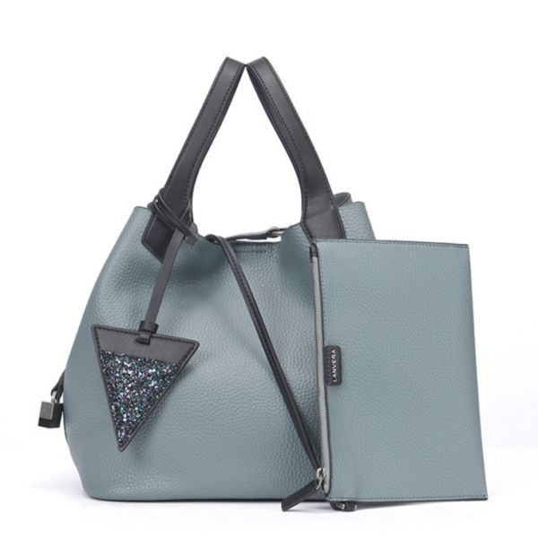 Buy Lichee Pattern Cowhide Handbags Casual Single Shoulder Bag with Wallets at wholesale prices