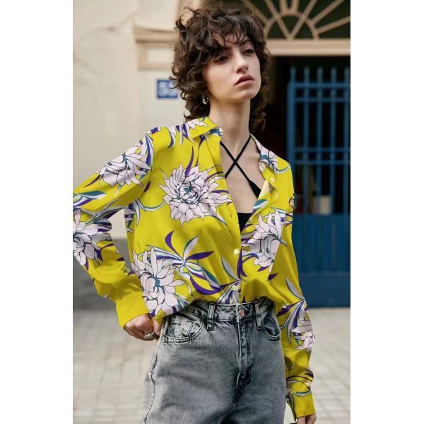 Buy 100% Silk 20MM China Yellow Rose Women Fashion Dress at wholesale prices