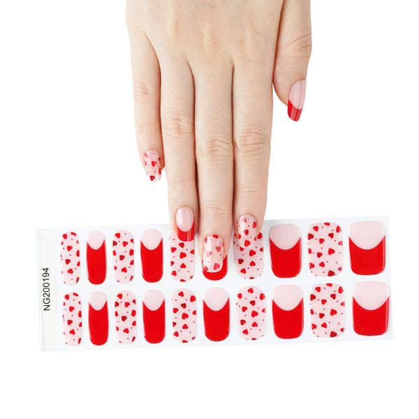 New Design Nails Artificial Solid Color Full Cover semi cured gel nail sticker