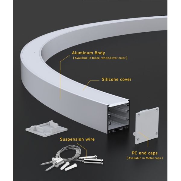 Anodized Aluminum Circular LED Profile , 35×35mm LED Linear Profile