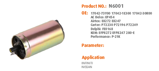 Fuel Dispenser Pump Part Number17042-73Y00 For Toyota Corolla 2008 Performance: P-21K