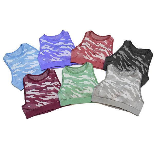 Buy Oem Factory Manufacturer Custom Logo Spandex Ladies Sports Bras Army Camo Women Racer Back Tank at wholesale prices