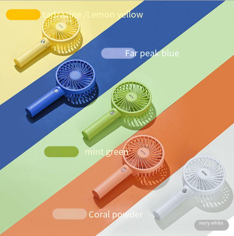 Mini Hand Fan USB Rechargeable NO App Control Black White Orange Green Blue or Yellow