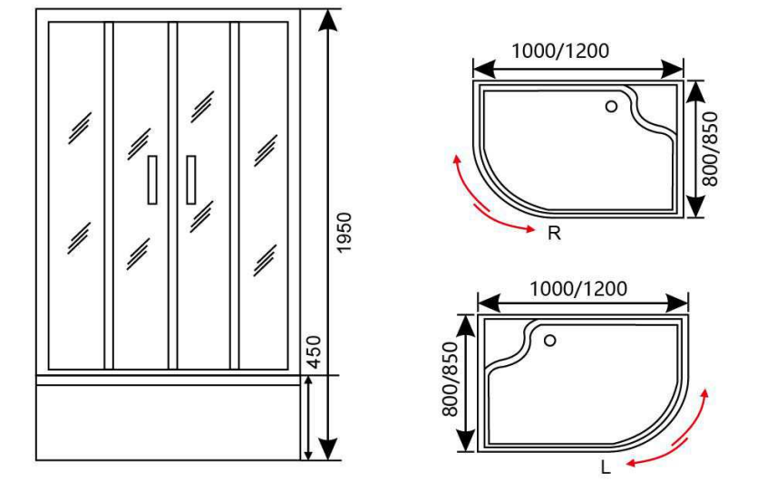 10mm Tempered Glass Shower Cubicles 1950mm Sliding Shower Enclosure
