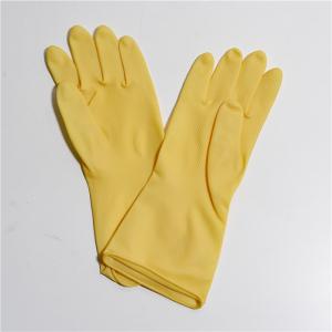 Natural Latex Heavy Duty Long Rubber Gloves Unlined Slip Resistant