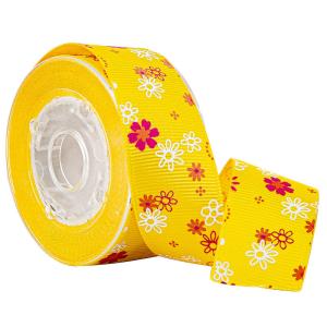 Yellow Cake Boxes Wrapping Flower Printed Grosgrain Ribbon