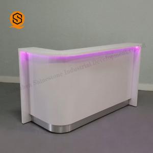 L Shaped Salon Reception Desk Led Executive Lounge Bar Counter