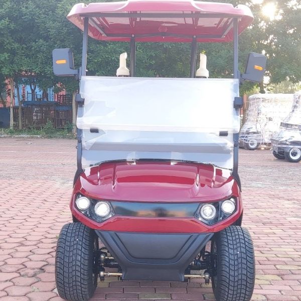 Red Color 2 Seater Golf Cart 4 Wheel 10 Inch Tire 70-100km With Lithium Battery