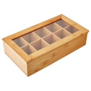 Multifunction Bamboo Tea Storage Box 8 Adjustable Chest Compartments