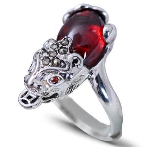 Vintage Brave Troops Design Thai Silver Created Garnet  Ring(R20180101)