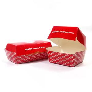 Customized Disposable Fast Food Burger Box with Recyclable Material and Food