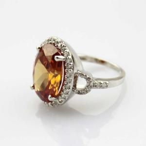 China 925 Silver 11mmx15mm Oval Champagne Citrine Ring Gemstone Jewelelry (R0090) on sale