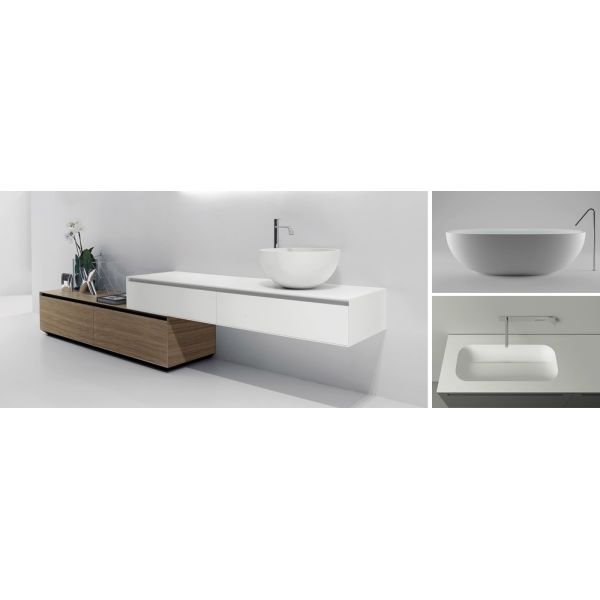 White quartz integral basin sink for hospitality renovation