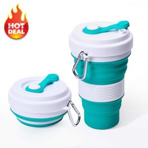 SGS Collapsible Silicone Drinking Coffee Cup 550ML With Lid