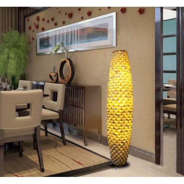 Bamboo Woven floor rattan lamp 3500K for Residential Living Room