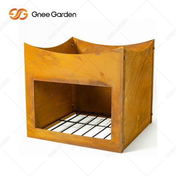 Pupular Portable Outdoor Use Cooking Corten Steel Metal Camping Rusty Barbecue Grill Cooking vegetables