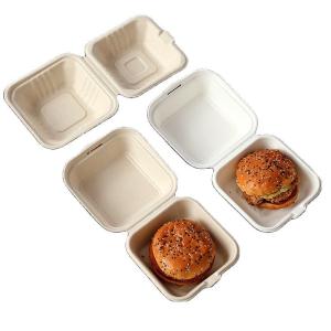 Customized Sugarcane Bagasse Burger Box Biodegradable Food Container Different