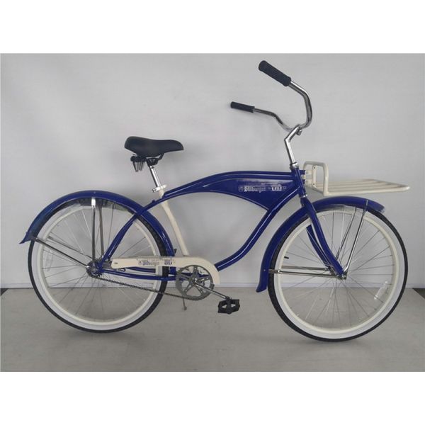 26 inch White Wall Custom Men's Beach Cruiser Bike with Logo and Plastic Pedal 15KG
