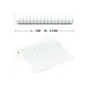 White And Blue Living Room Striped Wallpaper Strippable , Mediterranean Style