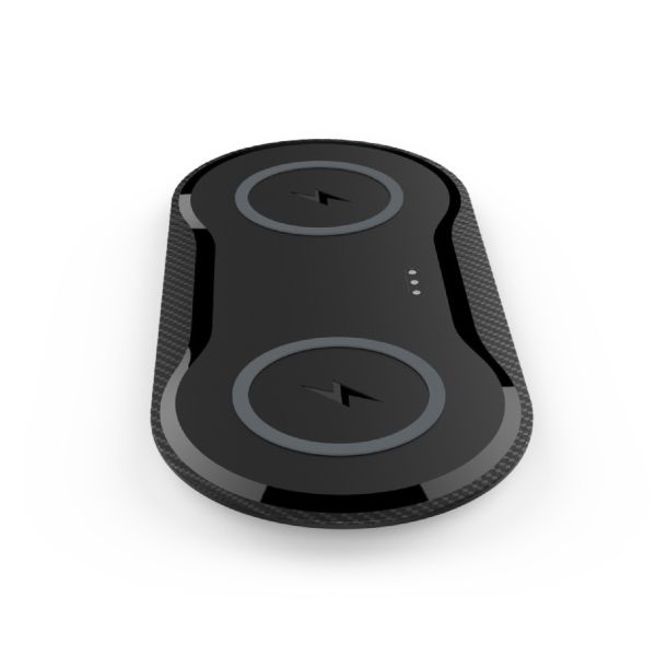 2 In 1 IPhone 12 Pro Max Portable Smartphone Charger Black Dual Wireless Charging Pad